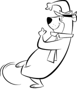 A coloring page of yogi bear